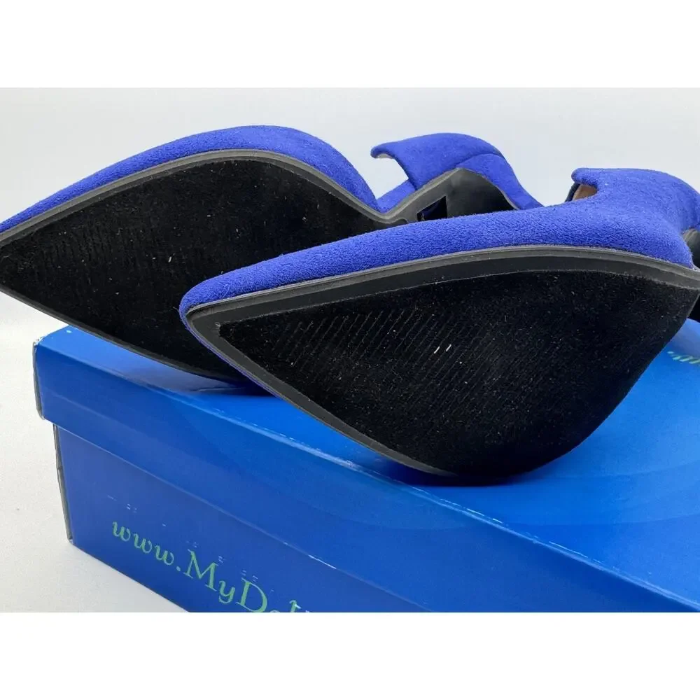 My Delicious Shoes Women’s Stephanie Blue Faux Suede Classic Pump Heel Size 7.5